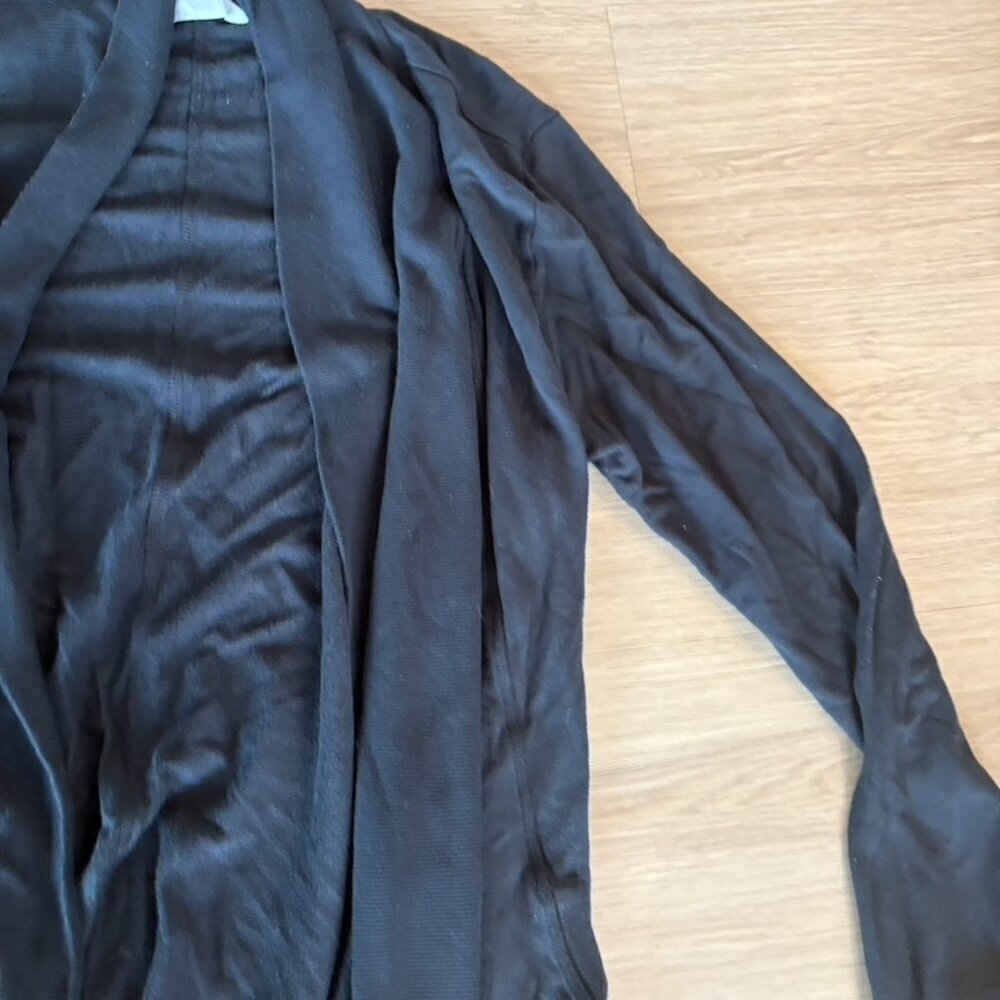 ** Athleta Pranayama Wrap Black Open Front Cardigan Sweater #777944 Small - Picture 4 of 6